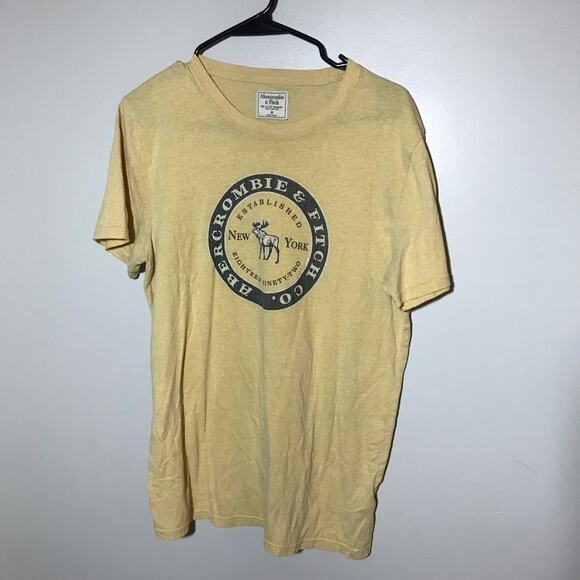 Abercrombie & Fitch womens M yellow New York moose short sleeve tshirt comfy - Picture 1 of 8